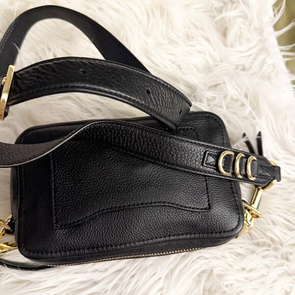 MARC JACOBS | Black Gold Leather The Softshot Shoulder Crossbody Bag Two Zippers - Picture 10 of 10